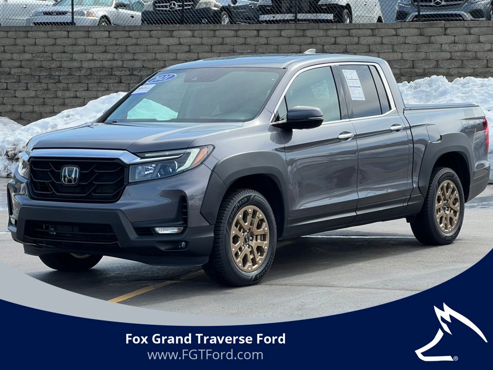 Gray 2021 Honda Ridgeline RTL-E AWD Pickup Truck All-Wheel Drive 9-Speed Automatic