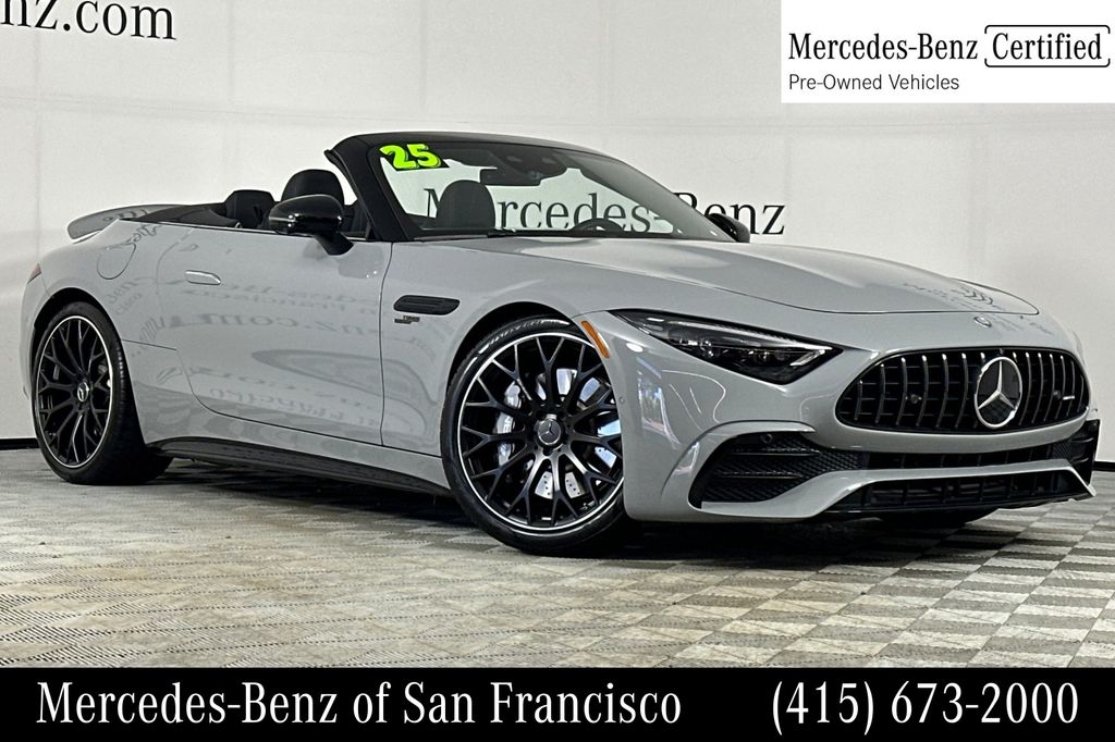 Gray (MANUFAKTUR Alpine Grey) 2025 Mercedes-Benz SL-Class Convertible Rear-Wheel Drive 9-Speed Automatic