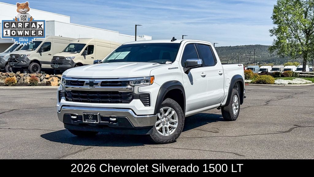 Summit White 2026 Chevrolet Silverado 1500 LT Crew Cab 4WD Pickup Truck Four-Wheel Drive 8-Speed Automatic