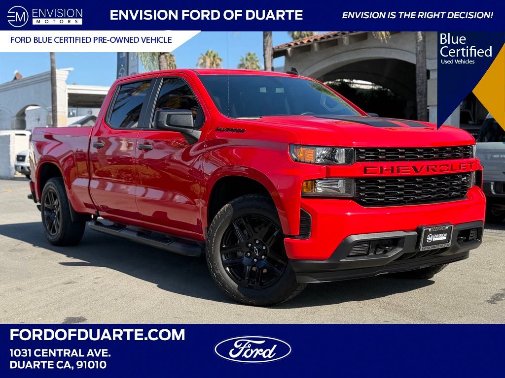 Red 2021 Chevrolet Silverado 1500 Custom Crew Cab 4WD Pickup Truck Four-Wheel Drive 8-Speed Automatic