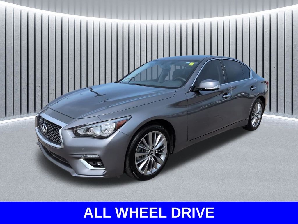 Gray (Graphite Shadow) 2024 INFINITI Q50 Luxe AWD Sedan All-Wheel Drive 7-Speed Automatic Overdrive