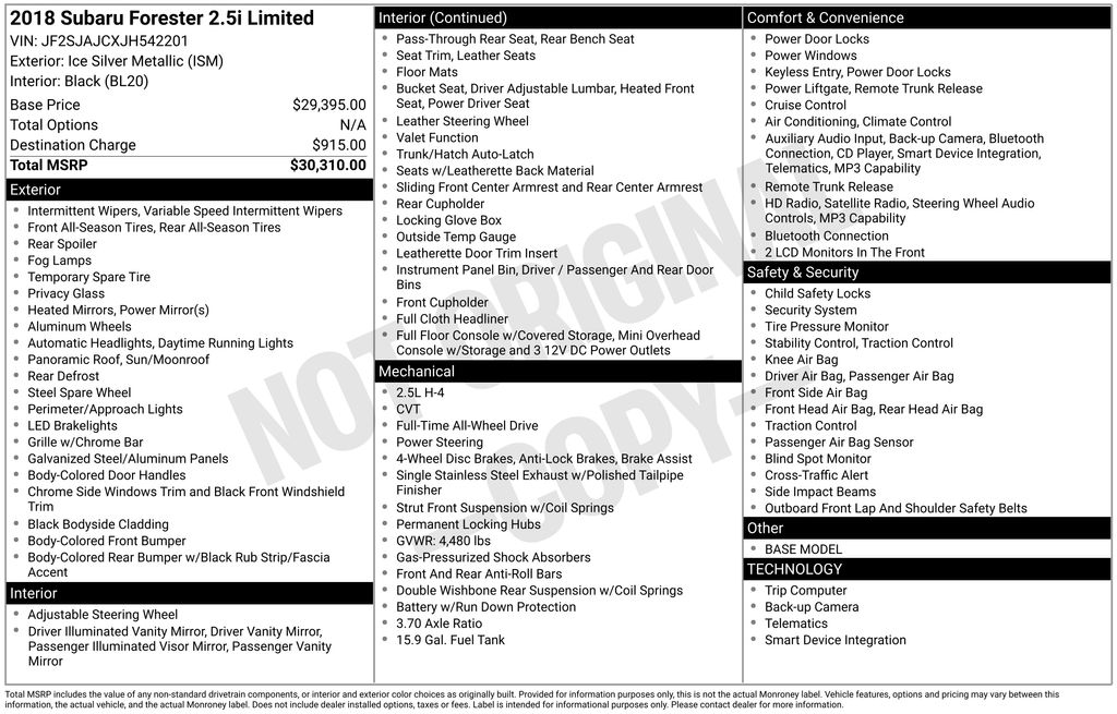 used 2018 Subaru Forester car, priced at $18,300