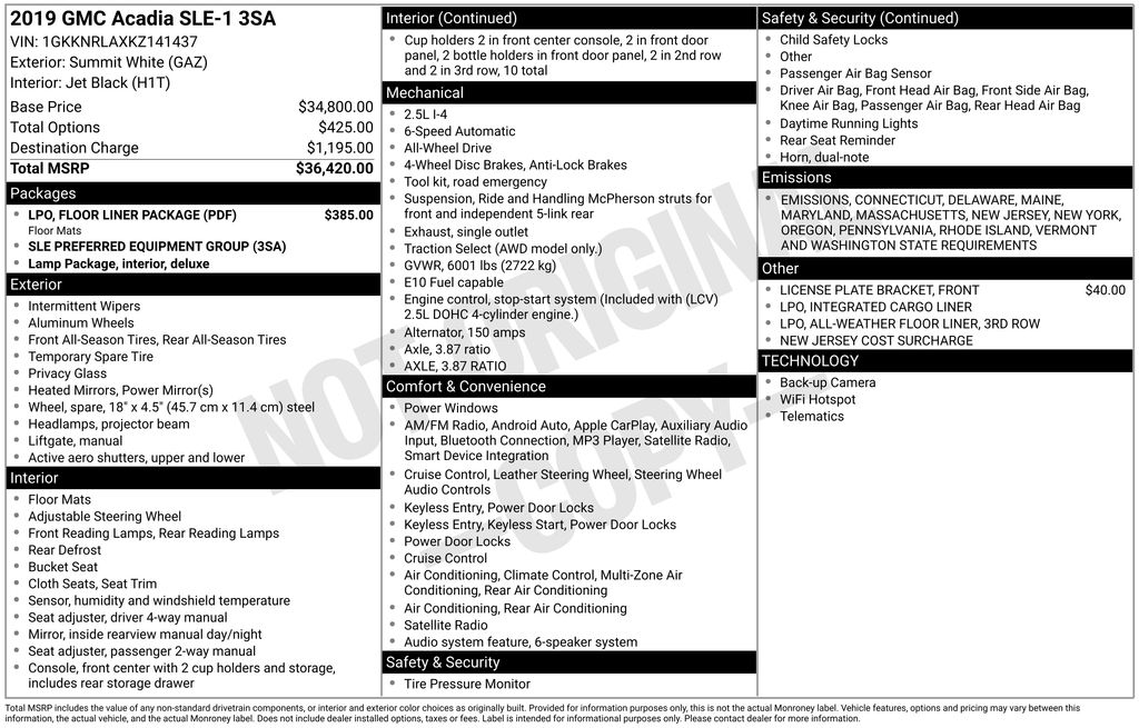 used 2019 GMC Acadia car, priced at $17,200