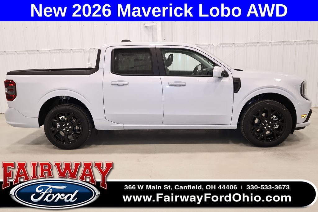 Space White Metallic 2026 Ford Maverick Lobo SuperCrew AWD Pickup Truck All-Wheel Drive 7-Speed Automatic