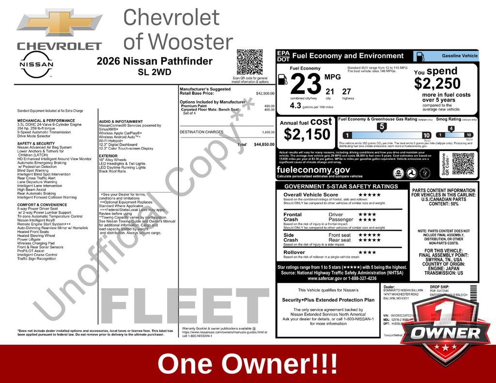 Everest White Pearl Tricoat 2026 Nissan Pathfinder SUV / Crossover Front-Wheel Drive 9-Speed Automatic