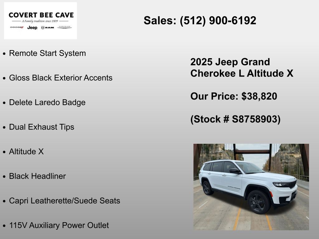 New Car 2025 Jeep Grand Cherokee L  For Sale Under $40,000 In Austin, Texas