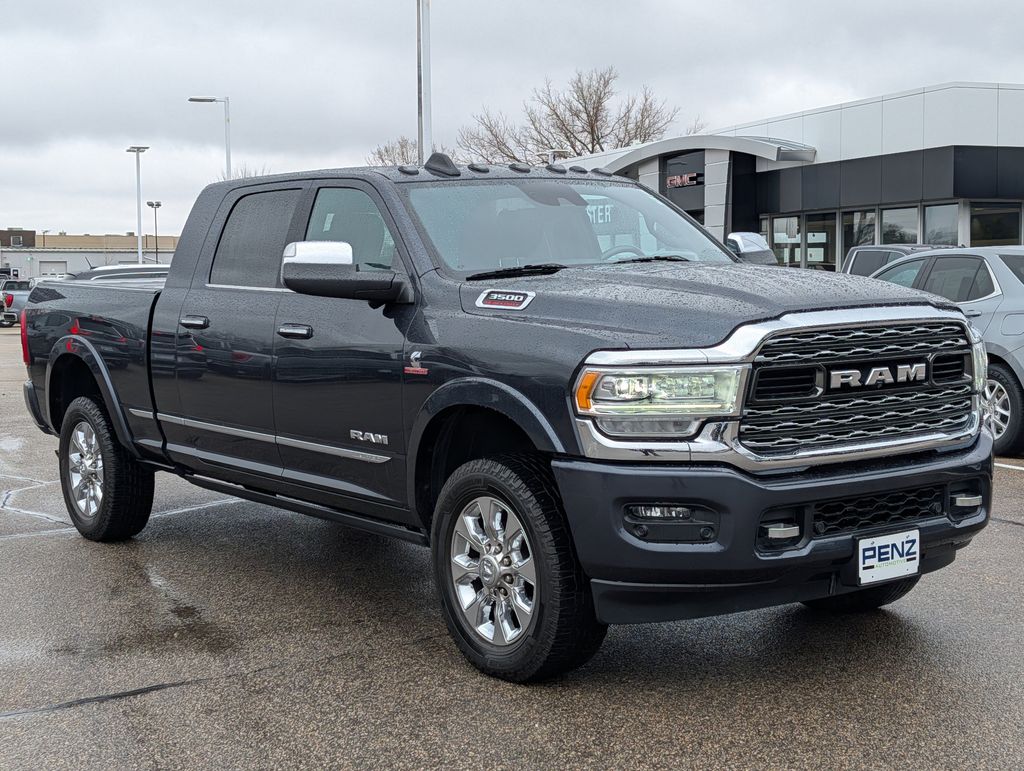 Gray (Maximum Steel Metallic Clearcoat) 2019 RAM 3500 Limited Mega Cab 4WD Pickup Truck Four-Wheel Drive 6-Speed Automatic