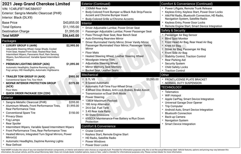 used 2021 Jeep Grand Cherokee car, priced at $28,700