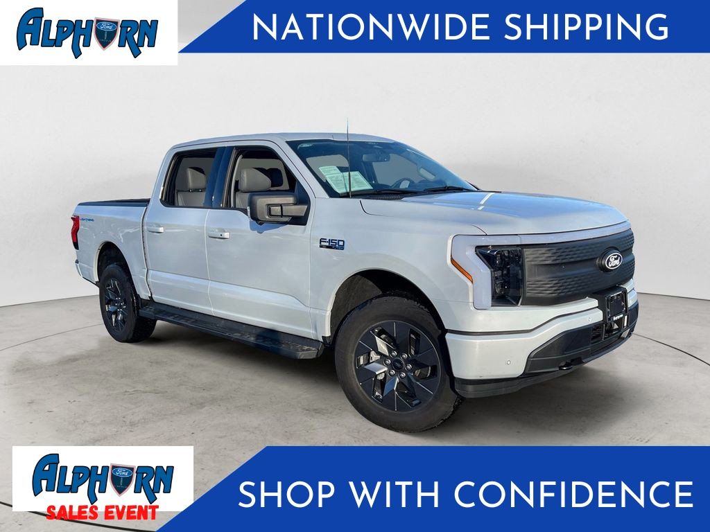 Space White Metallic 2025 Ford F-150 Lightning Flash SuperCrew AWD Pickup Truck All-Wheel Drive Automatic
