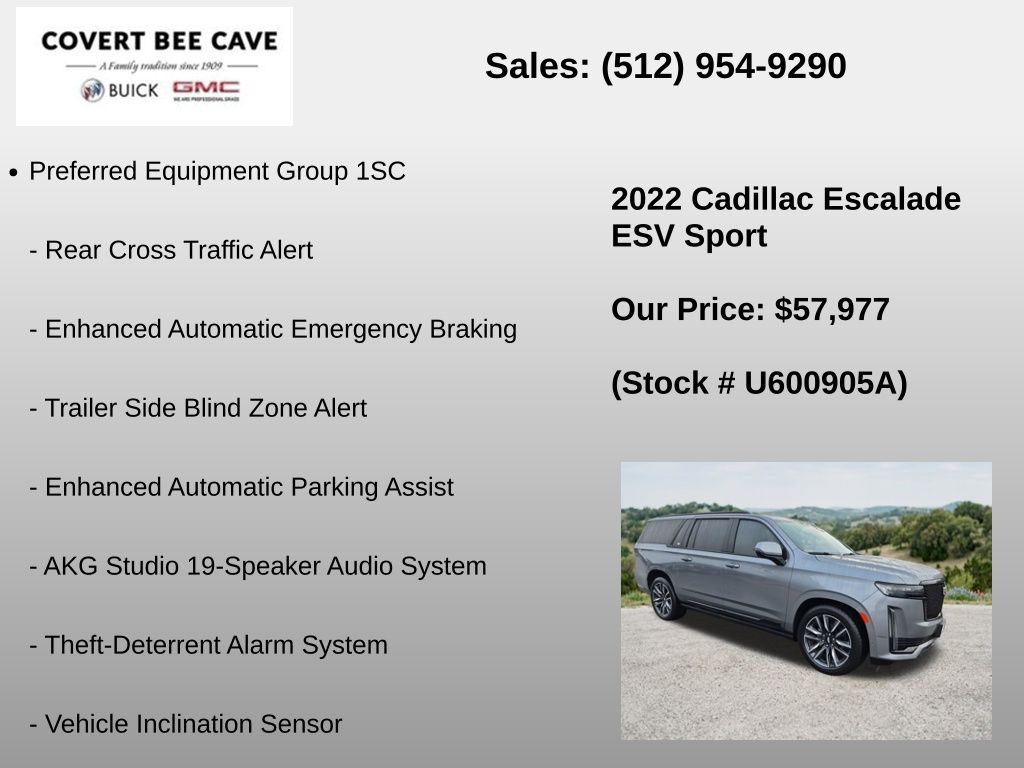 Used Car 2022 Cadillac Escalade Esv  Sport For Sale Under $60,000 In Austin, Texas