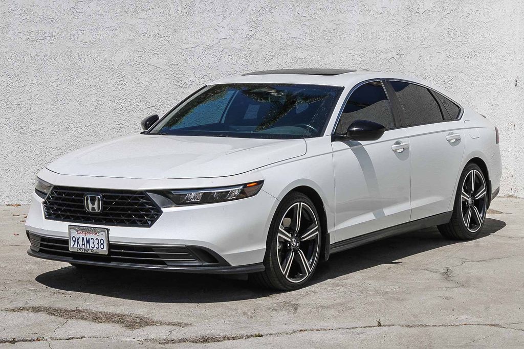 Platinum White Pearl 2024 Honda Accord Hybrid Sedan Front-Wheel Drive Continuously Variable Transmission