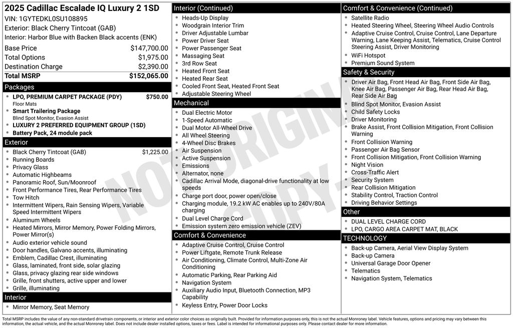 Used Car 2025 Cadillac Escalade Iq  Luxury 2 For Sale Under $110,000 In Austin, Texas