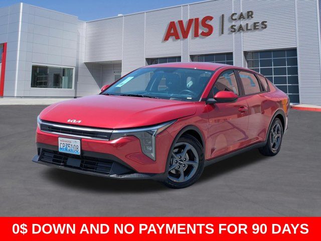 Red 2025 Kia K4 LXS FWD Sedan Front-Wheel Drive Continuously Variable Transmission