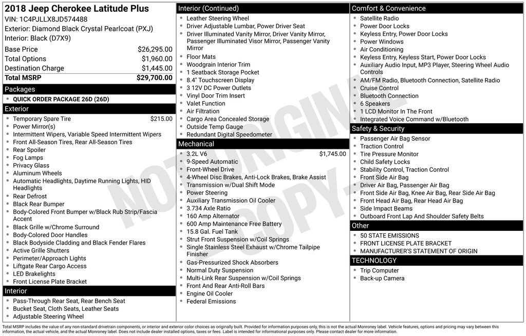 Used Car 2018 Jeep Cherokee  Latitude Plus For Sale Under $10,000 In Austin, Texas