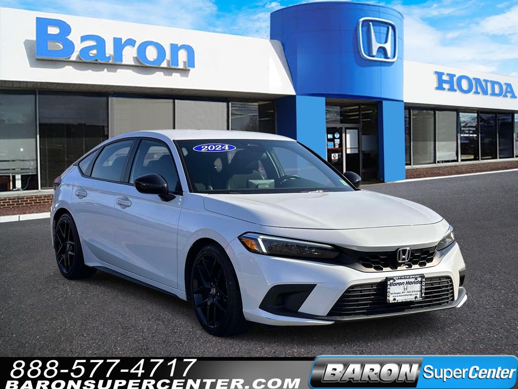 Platinum White Pearl 2024 Honda Civic Hatchback Sport FWD Hatchback Front-Wheel Drive Continuously Variable Transmission