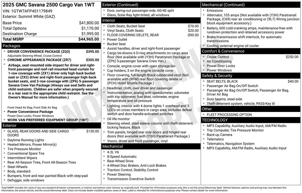 Certified Used 2025 White GMC Work Van image 5