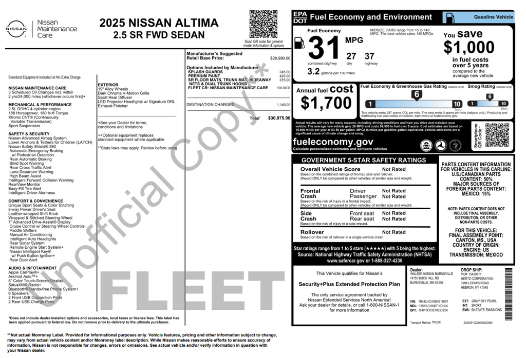 2025 Nissan Altima 2.5 SR Gray at Bayway Cadillac of The Woodlands