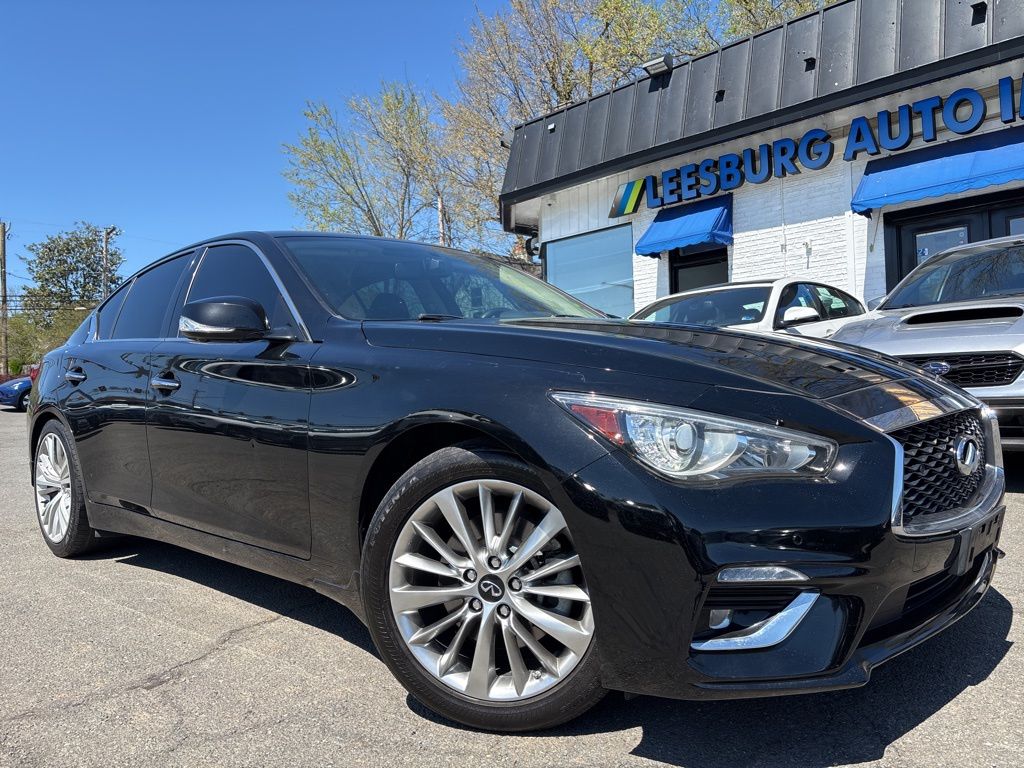 Black Obsidian 2021 INFINITI Q50 3.0t Luxe AWD Sedan All-Wheel Drive 7-Speed Automatic Overdrive
