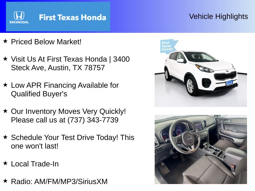 Used Car 2018 Kia Sportage  Lx For Sale Under $15,000 In Austin, Texas