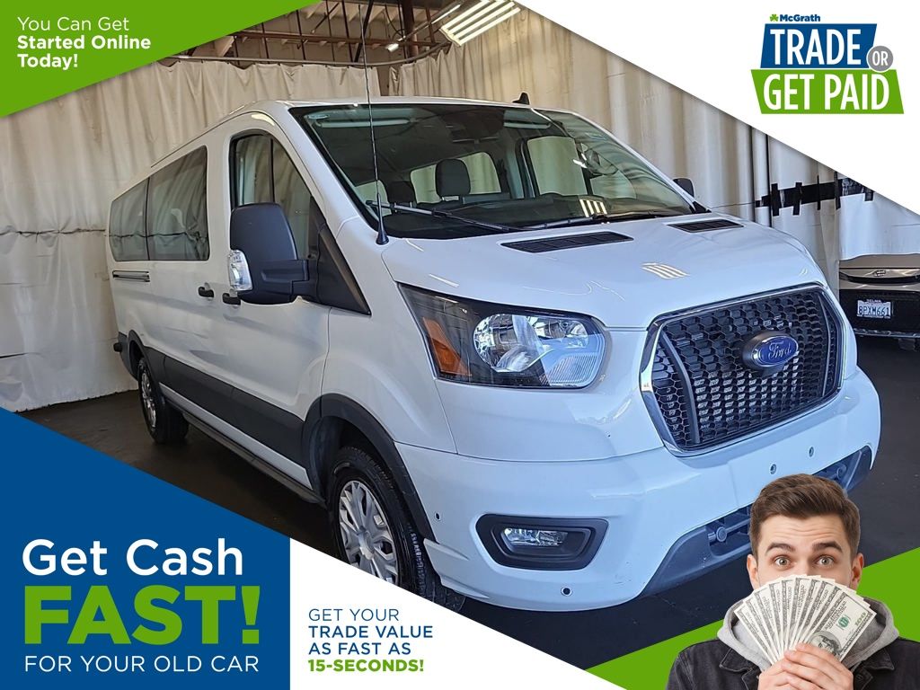 Oxford White 2024 Ford Transit Passenger 350 XLT Low Roof LB RWD Van Rear-Wheel Drive Automatic