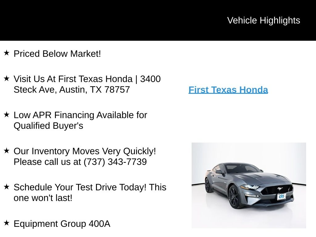 Used Car 2021 Ford Mustang  Gt Premium For Sale Under $35,000 In Austin, Texas