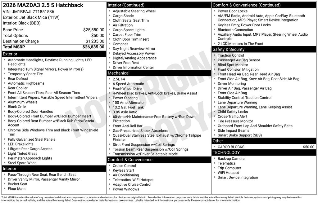 2026 Mazda Mazda3 Hatchback 2.5 S
