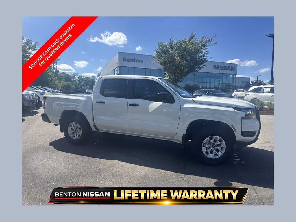 Glacier White 2026 Nissan Frontier S Crew Cab 4WD Pickup Truck Four-Wheel Drive 9-Speed Automatic Overdrive