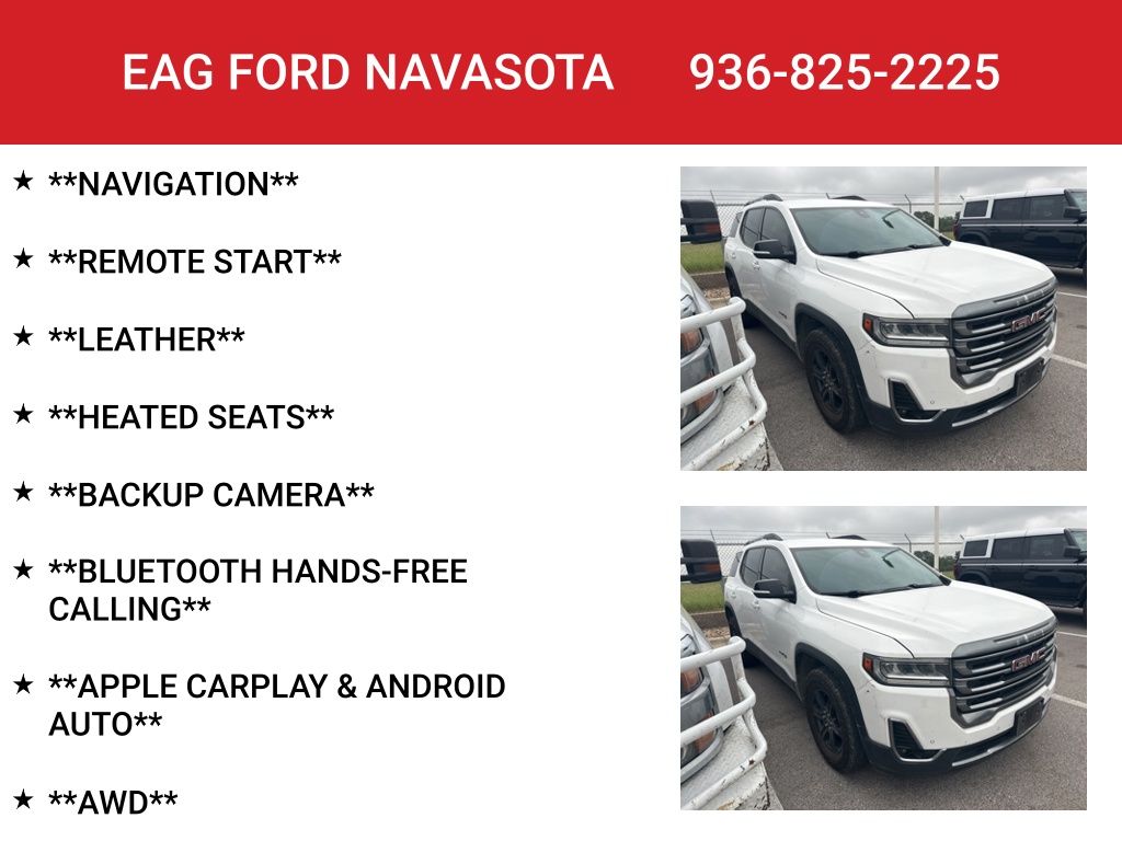 2022 GMC Acadia AT4 White at Bayway Cadillac of The Woodlands