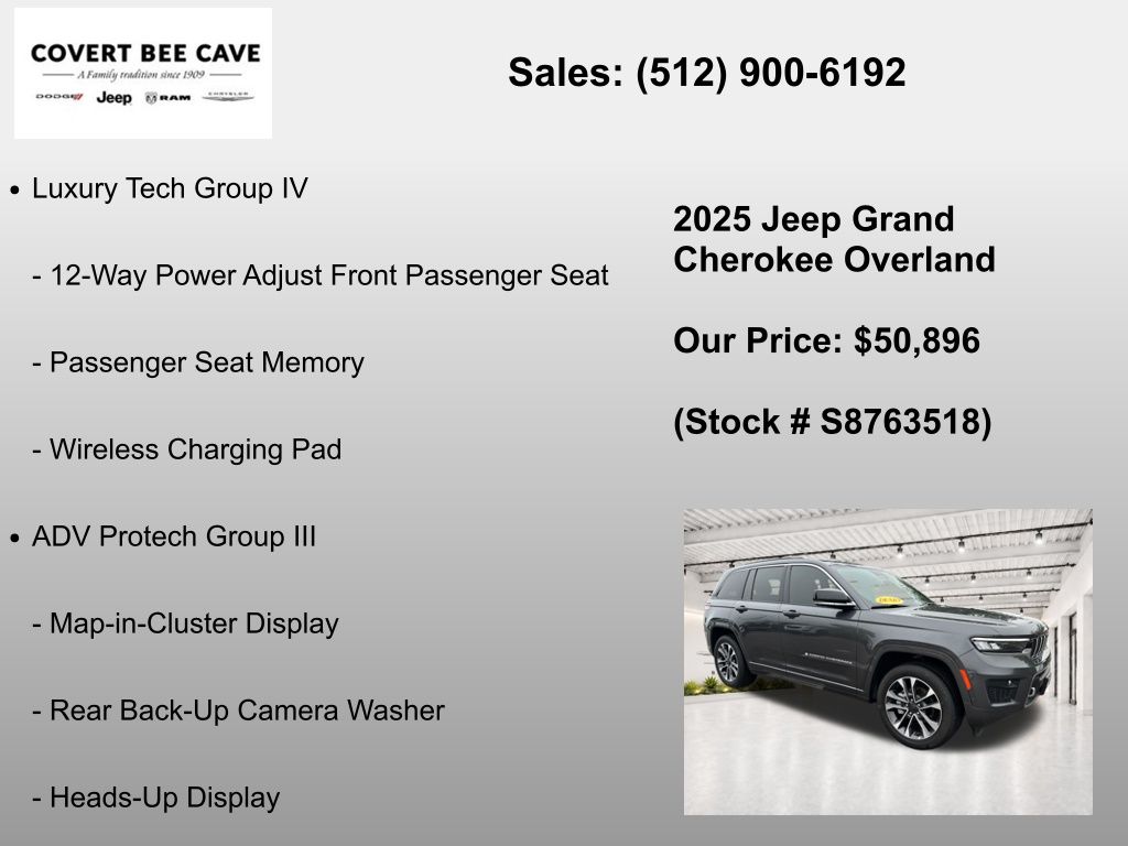 New Car 2025 Jeep Grand Cherokee  Overland For Sale Under $60,000 In Austin, Texas