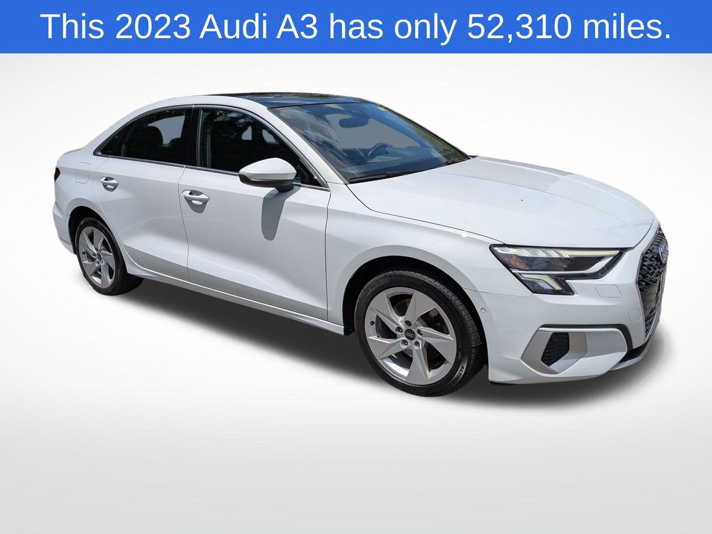 Glacier White 2023 Audi A3 Sedan All-Wheel Drive 7-Speed Automatic
