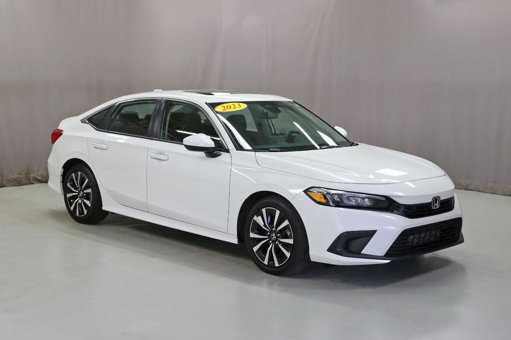 Platinum White Pearl 2023 Honda Civic EX FWD Sedan Front-Wheel Drive Continuously Variable Transmission