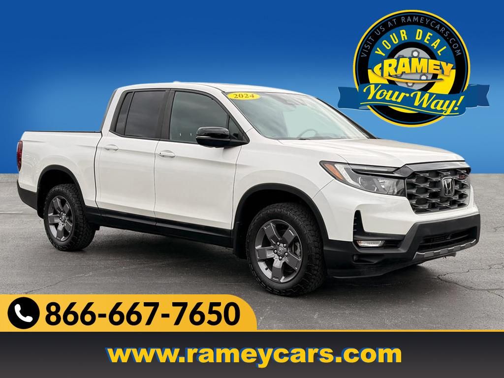 Platinum White Pearl 2024 Honda Ridgeline TrailSport AWD Pickup Truck All-Wheel Drive 9-Speed Automatic