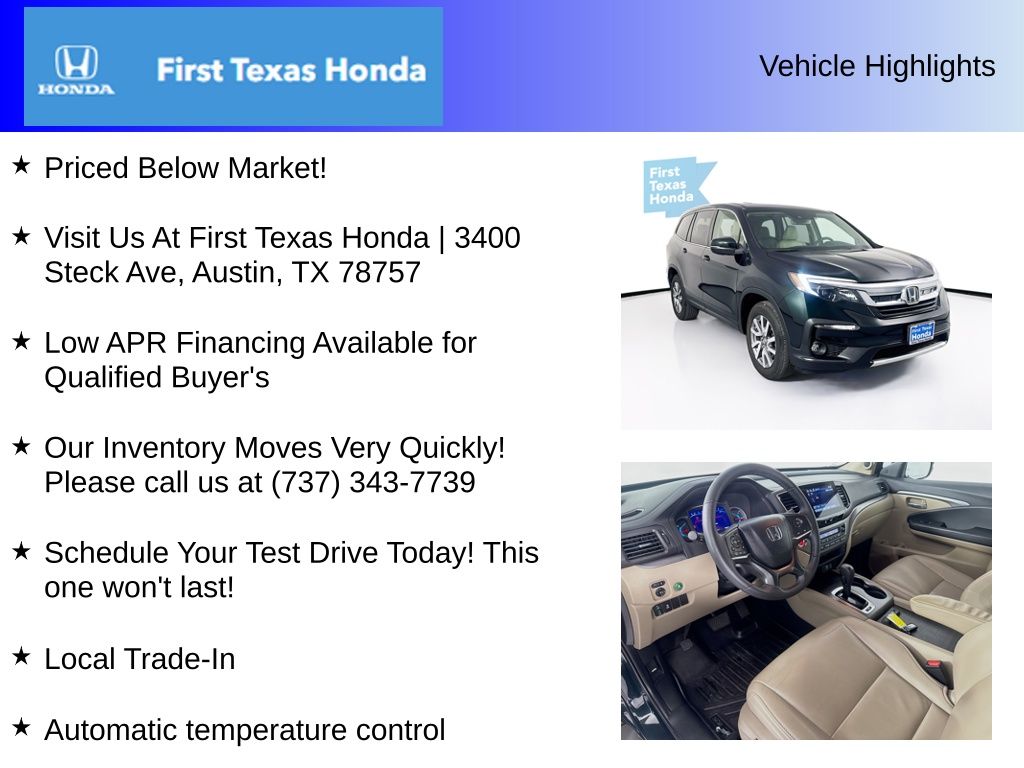 Used Car 2019 Honda Pilot  Ex-l For Sale Under $25,000 In Austin, Texas