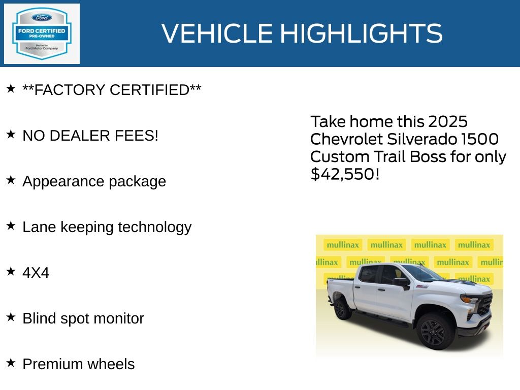 Certified Used 2025 White Chevrolet Custom Trail Boss image 12