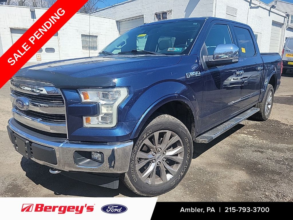 Blue 2017 Ford F-150 Lariat SuperCrew 4WD Pickup Truck Four-Wheel Drive 6-Speed Automatic