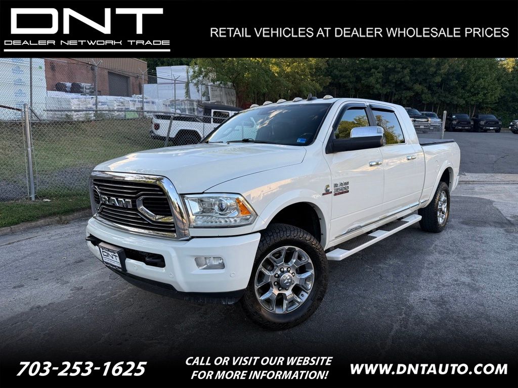 Pearl White 2018 RAM 3500 Pickup Truck Four-Wheel Drive 6-Speed Automatic