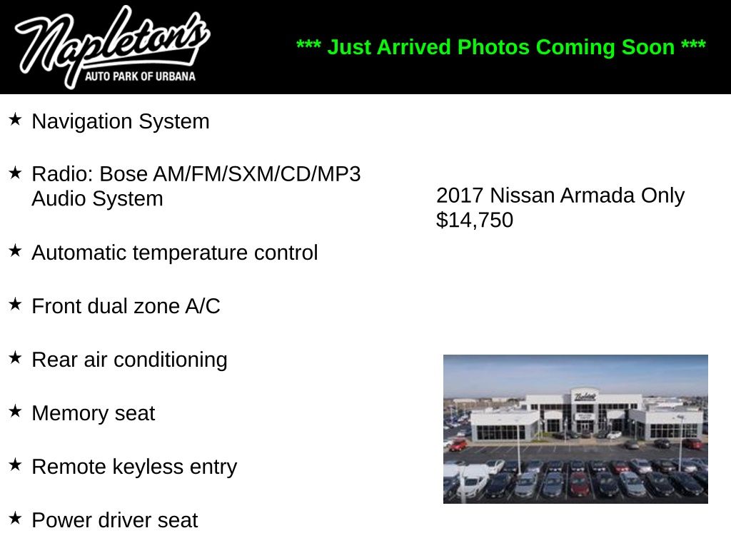 Super Black 2017 Nissan Armada Platinum 4WD SUV / Crossover Four-Wheel Drive 7-Speed Automatic