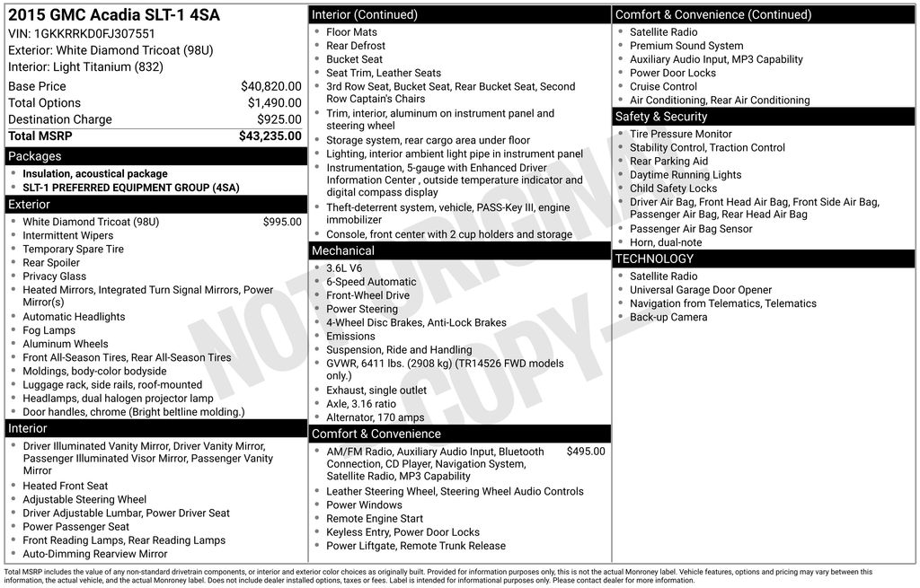 Used 2015 White GMC SLT-1 image 5