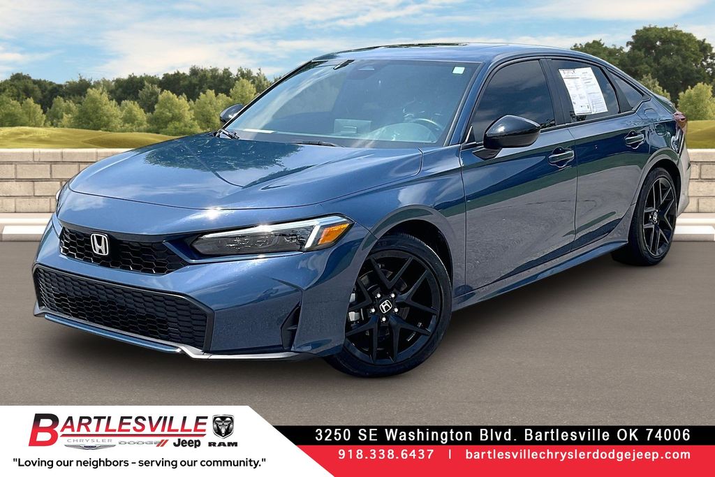 Blue 2025 Honda Civic Hybrid Sport Sedan FWD Sedan Front-Wheel Drive Continuously Variable Transmission