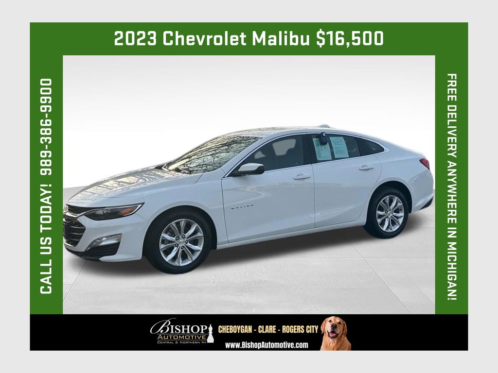 Summit White 2023 Chevrolet Malibu LT with 1LT FWD Sedan Front-Wheel Drive Continuously Variable Transmission