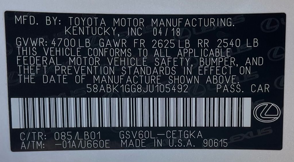 2018 Lexus ES 350 White at Emmons Autoplex