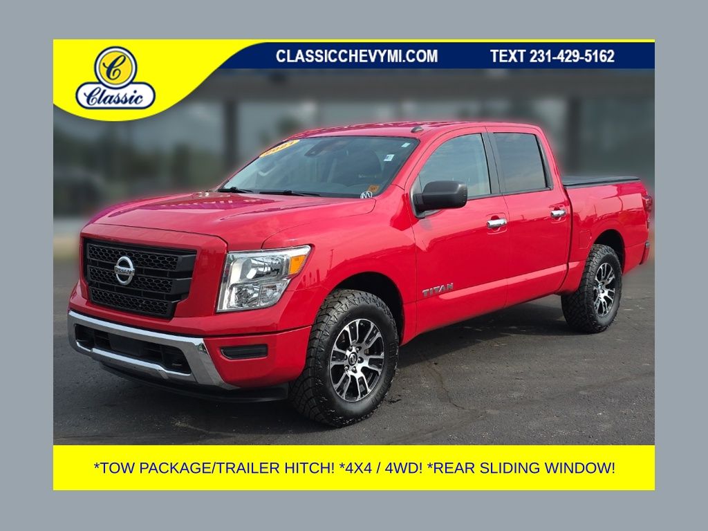 Red Alert 2021 Nissan Titan Pickup Truck Four-Wheel Drive 9-Speed Automatic