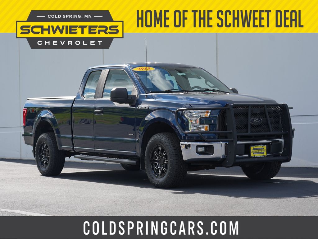 Blue 2015 Ford F-150 Pickup Truck Four-Wheel Drive 6-Speed Automatic