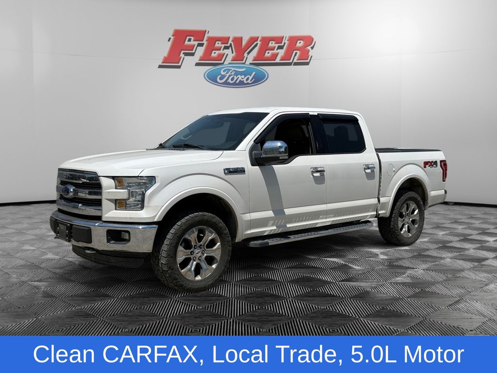 White Platinum Clearcoat Metallic 2015 Ford F-150 Lariat SuperCrew 4WD Pickup Truck Four-Wheel Drive 6-Speed Automatic