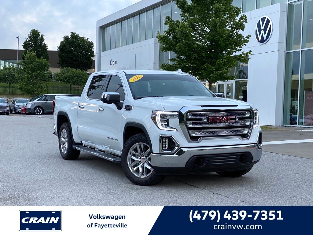 Summit White 2021 GMC Sierra 1500 SLT Crew Cab 4WD Pickup Truck Four-Wheel Drive Automatic