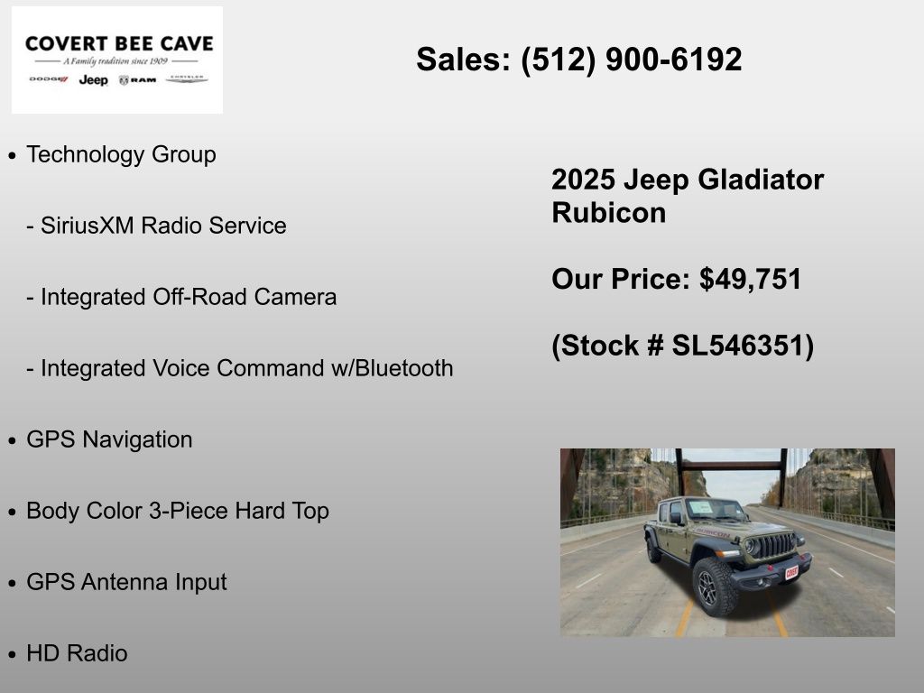 New Car 2025 Jeep Gladiator  Rubicon For Sale Under $50,000 In Austin, Texas