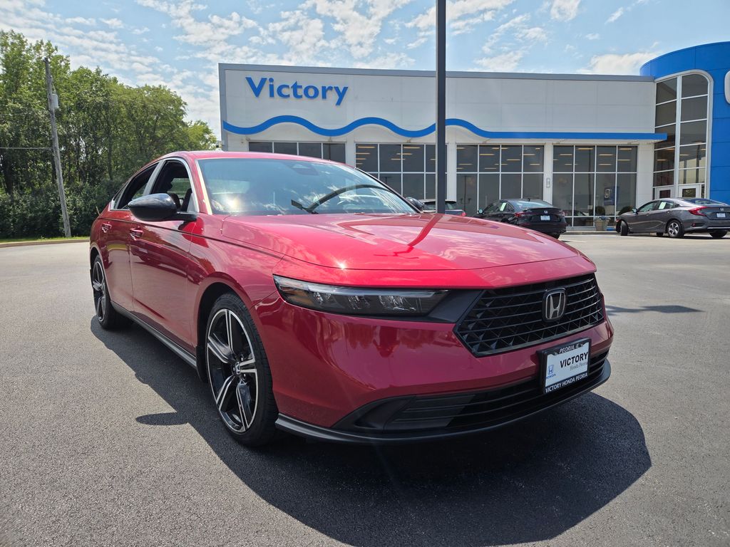 Red 2024 Honda Accord Hybrid Sedan Front-Wheel Drive Continuously Variable Transmission