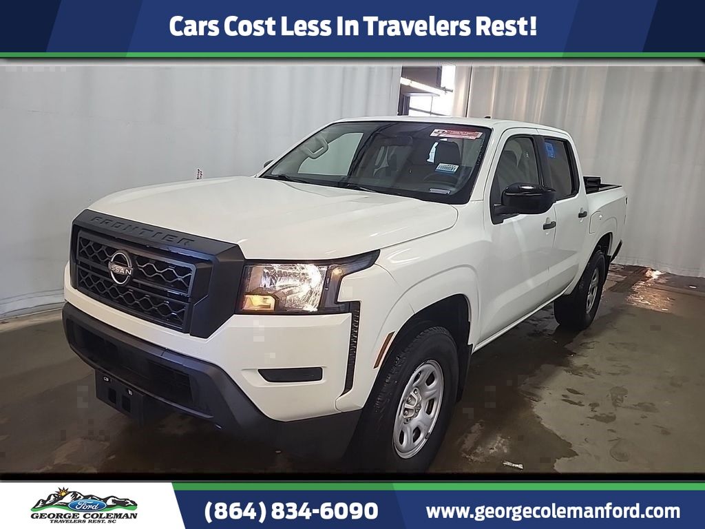 Glacier White 2022 Nissan Frontier S Crew Cab 4WD Pickup Truck Four-Wheel Drive 9-Speed Automatic