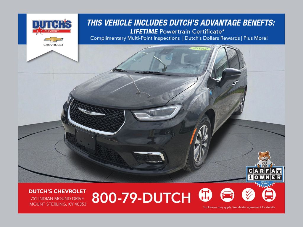 Brilliant Black Crystal Pearlcoat 2023 Chrysler Pacifica Hybrid Touring L FWD Minivan Front-Wheel Drive Continuously Variable Transmission