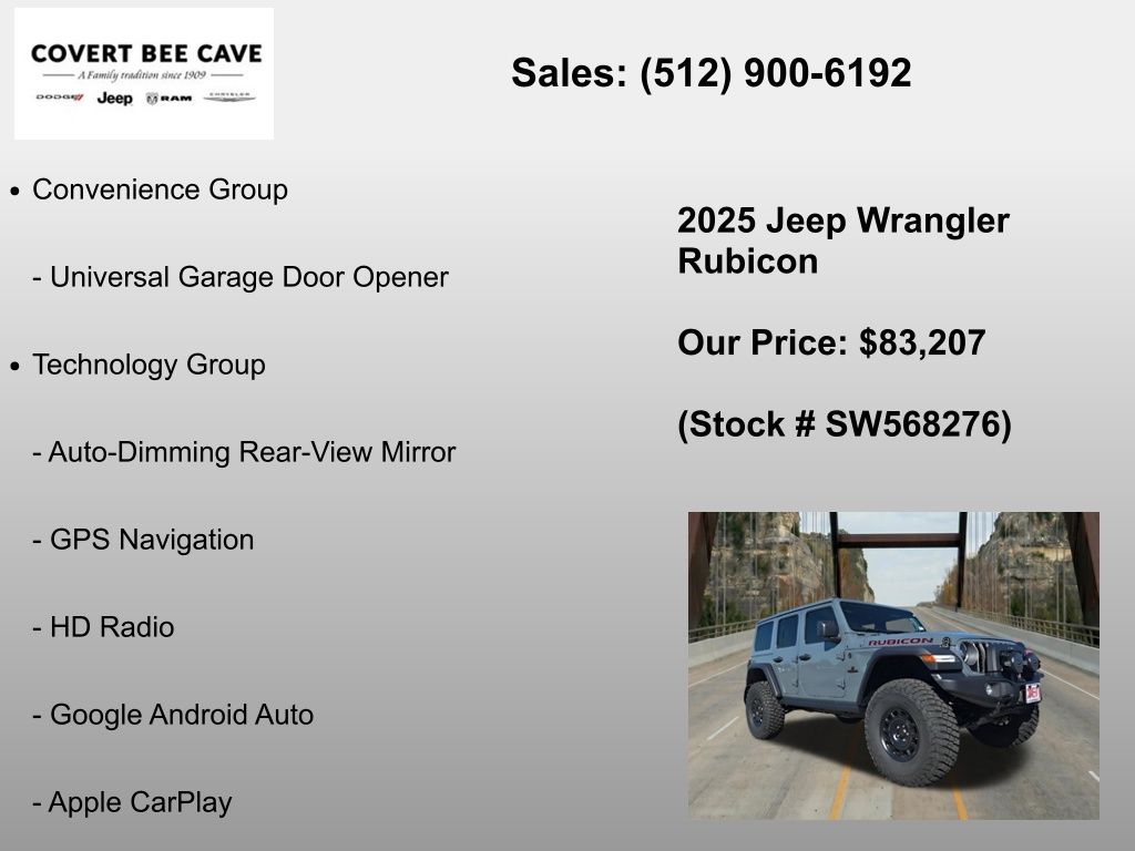 New Car 2025 Jeep Wrangler  Rubicon For Sale Under $90,000 In Austin, Texas